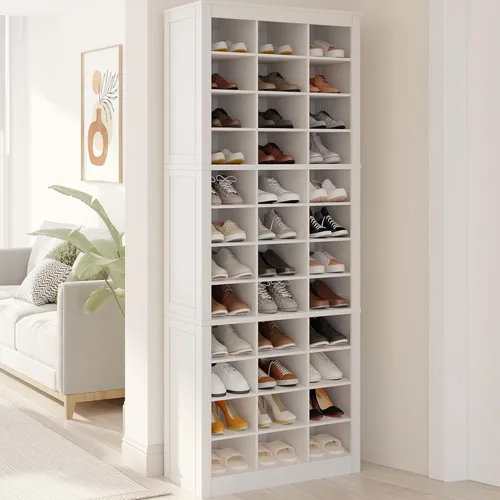 Vista 14 de Hzuaneri - Gabinete de almacenamiento de zapatos, organizador de armario de pie de 36 pares, organizador de zapatos de madera con celda ensanchada