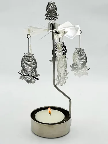 Vista 10 de Portavelas giratorio (metal, tamaño pequeño) Regalo pequeño (reno de Navidad)