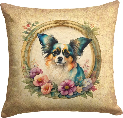 Vista 149 de Caroline's Treasures DAC2072PW1414 Affenpinscher and Flowers - Almohada decorativa de tela, lavable a máquina, para interiores y exteriores