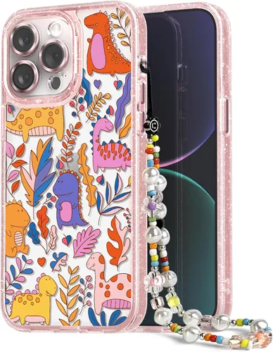 Vista 128 de Compatible para iPhone 13 Funda Bonita Estética - Funda para Teléfono Rosa con Purpurina con Protector de Cámara - Diseño de Cubierta
