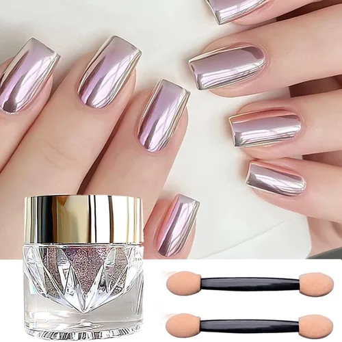 Vista 14 de Pretty Diva Polvo de uñas cromado, polvo de cromo para uñas con efecto espejo de bronce/cobre, polvo cromado metálico con reflejos para arte