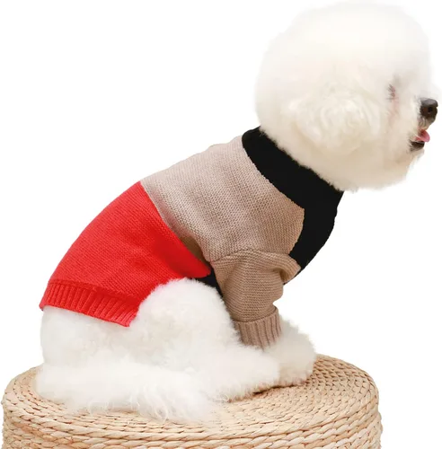 Vista 5 de Kayto Suéter para perro, de manga larga de punto térmico, ropa de invierno para perros pequeños, machos y niñas, abrigo para mascotas, sudadera