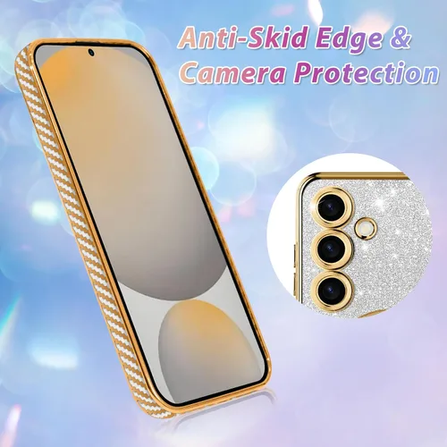 Vista 767 de Bonoma - Funda compatible con Samsung Galaxy S21 Plus, diseño de corazón con purpurina, color rosa Support for MagSafe, Plating Magnetic Case TPU