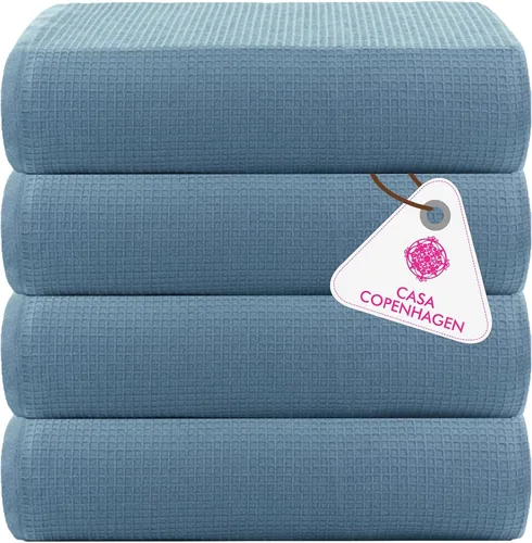 Vista 70 de CASA COPENHAGEN Exotic - Juego de 6 toallas de diseño de 100% algodón egipcio, color azul aguamarina, 550 GSM, 2 toallas de baño, 2 toallas de baño