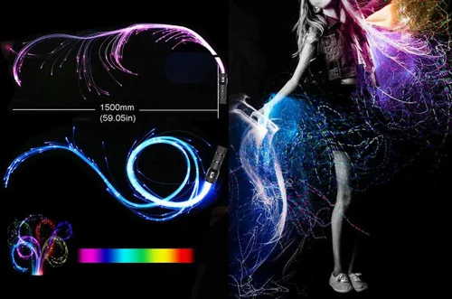 Vista 3 de AZIMOM Látigo de Danza de Fibra Óptica LED Látigo Espacial de 6 pies 360° Giratorio 40 Modos de Pantalla Alimentado por Batería Látigo de Píxeles