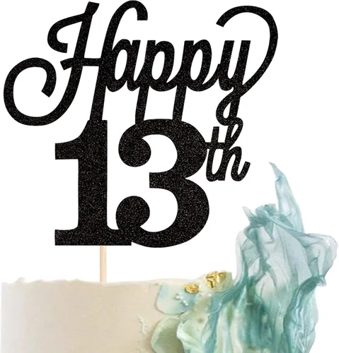 Vista 22 de 1 paquete de decoración para pastel de 12 años, purpurina negra número 12, doce cumpleaños, decoración para felicitaciones a 12 años de edad, 12