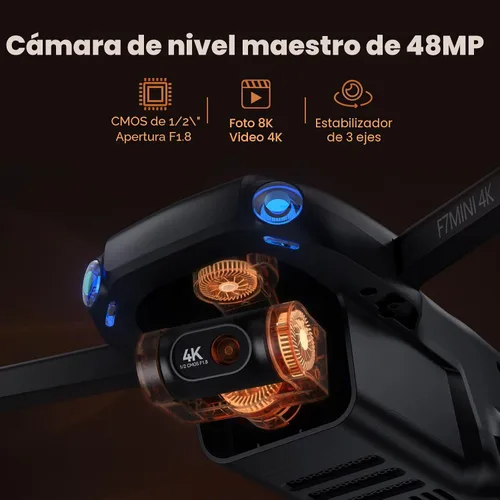 Vista 2 de Bwine Drones F7MINI 4K (RC3) con cámara para adultos, foto 8K video 4K, RC con pantalla de 1080P, transmisión de 20000 pies, vuelo de 64 minutos
