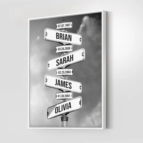 Vista 3 de VIRAGIL Lienzo personalizado con nombre de calle familiar, póster personalizado para decoración del hogar y sala de estar, arte de pared