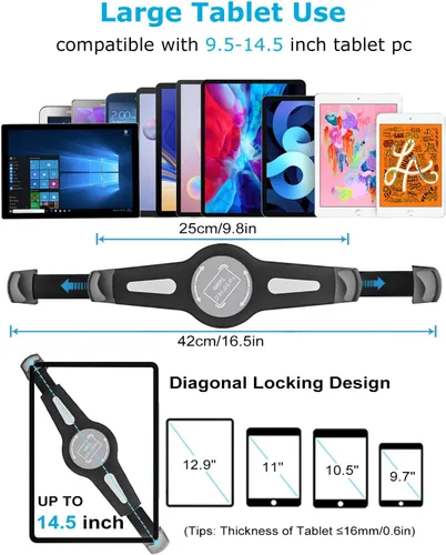 Vista 2 de Soporte para tablet con cuello de cisne para iPad de 9.5 a 14.5 pulgadas, soporte de tableta resistente para iPad Pro 11, 12.9/Air, Galaxy Tabs