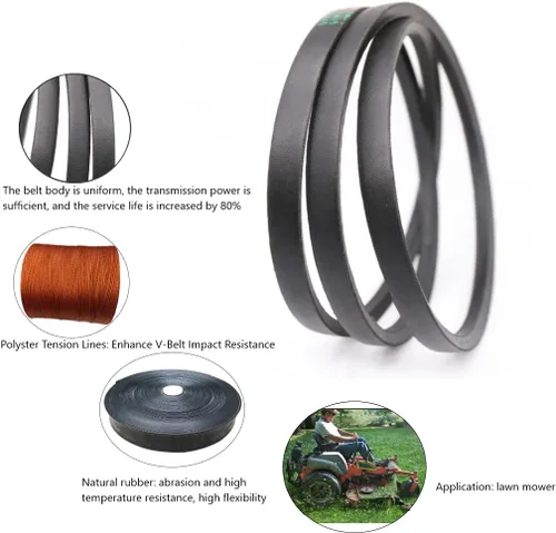 Vista 5 de Correa de repuesto para plataforma de motor a cuchilla de 5/8 "x 153" compatible con Worldlawn 5201008 Hustler 604711 Grass 382097