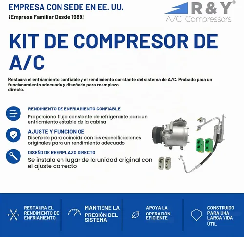 Vista 2 de Kit de compresor de aire acondicionado automotriz RYC KT CI62