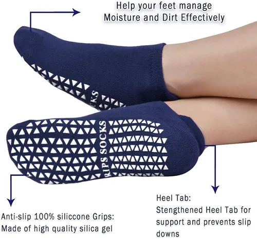 Vista 6 de Calcetines antideslizantes con agarres para yoga, pilates, bar, fitness, hospital, hogar, para mujeres y hombres