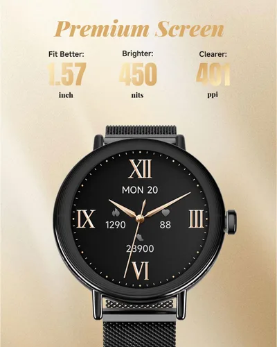 Vista 7 de TOOBUR Reloj inteligente para mujer con dos bandas, reloj de seguimiento de fitness, monitor de frecuencia cardíaca, contador de pasos, compatible