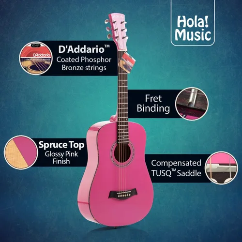 Vista 2 de ¡Hola! Guitarras acústicas dreadnought de lujo, Rosado