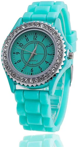 Vista 7 de Relojes al por mayor de las mujeres Pack Silicona Banda Señora Rhinestone Reloj de pulsera Negro
