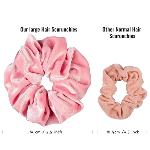 Vista 2 de Whaline Coleteros para el cabello con temática de rubor, bandas para el cabello de terciopelo grandes, color rosa, suaves, elásticas, accesorios