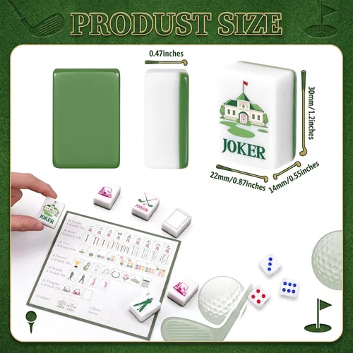 Vista 6 de Silipull Juego de 160 azulejos Mahjong grabados americanos verdes de 1.2