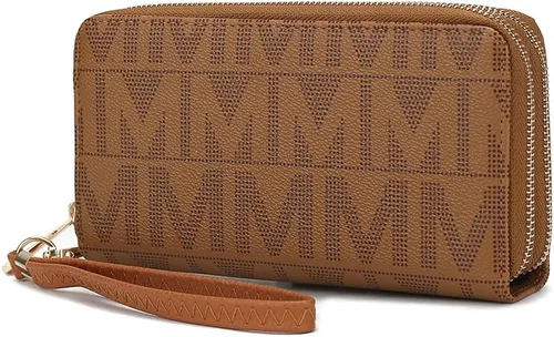Vista 90 de MKF Collection Mia K - Cartera de pulsera para mujer, pequeña cartera de cuero vegano para tarjetas de crédito con cremallera y bolsillo