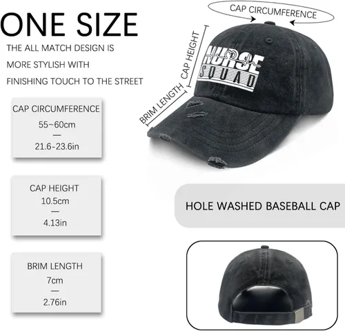 Vista 3 de KAYJAY Nurse Squads Hat Womens Summer Hat AllBlack Mens Beach Hat Gifts for Dad Running Cap
