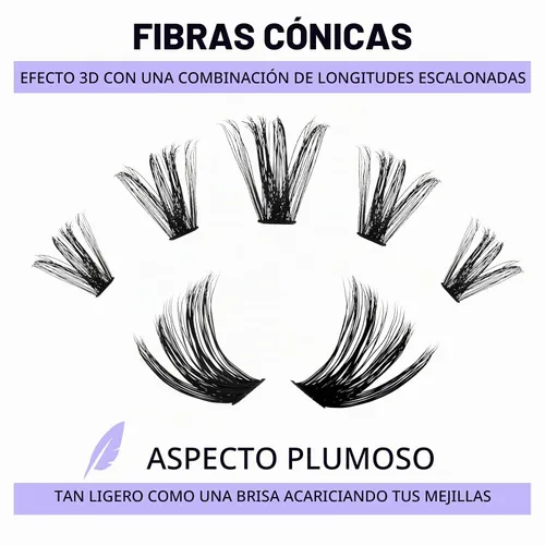 Vista 7 de Racimos de pestañas 60D/80D, extensiones de pestañas DIY, pestañas rizadas D, racimos de pestañas esponjosas, longitud mixta 12-16 mm, racimos