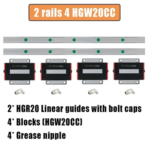Vista 2 de Linear Guides 2Pcs 2000-2500mm Rails HGR20 HGR25 Rail + 4Pcs HGH25CA HGH20CA Slides Carriages(2 Rails 4 HGW20CC,2200mm)