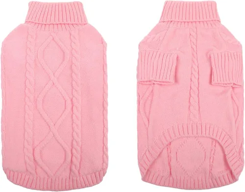 Vista 54 de Queenmore - Suéter de punto trenzado con cuello alto para perros pequeños, para climas fríos, para chihuahua, bulldog, teckel, carlino y yorkie, XS