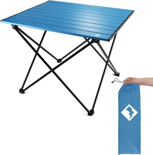 Vista 10 de VILLEY - Mesa auxiliar de aluminio portátil, ultraligera y plegable con bolsa de transporte, para acampar, cocinar al aire libre, picnic