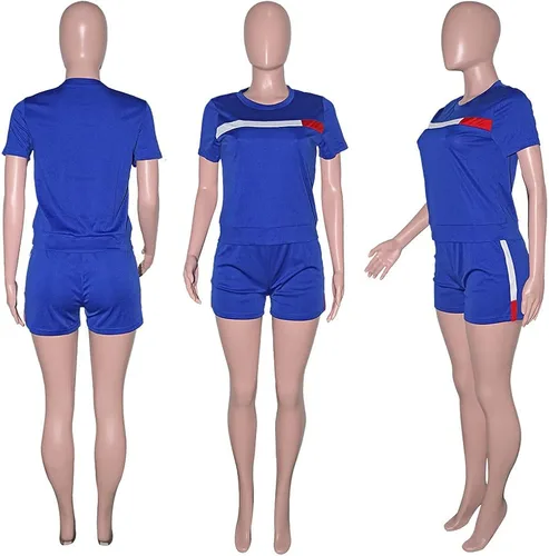Vista 6 de THLAI - trajes para mujer con letra de impresión y rayas patchwork, traje deportivo largo, 2 piezas
