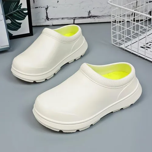 Vista 3 de Zuecos para hombre y mujer, antideslizantes, impermeables, zapatos de jardín, ligeros, para chef, enfermera, zapatos de trabajo