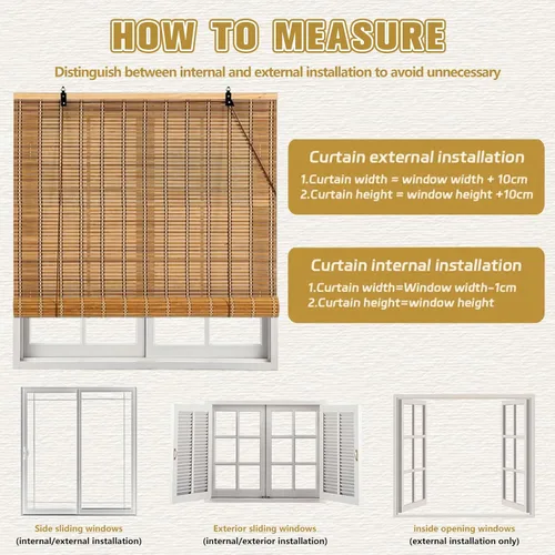 Vista 7 de Persianas de bambú, persianas de bambú para ventanas interiores, cortinas enrollables fáciles de instalar, cortinas romanas con filtro de luz