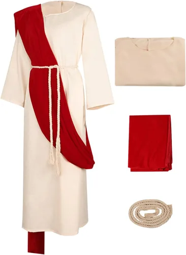 Vista 2 de Disfraz de Cristo para hombre, túnica griega antigua, capa bíblica, bufanda, cuerda Style-1