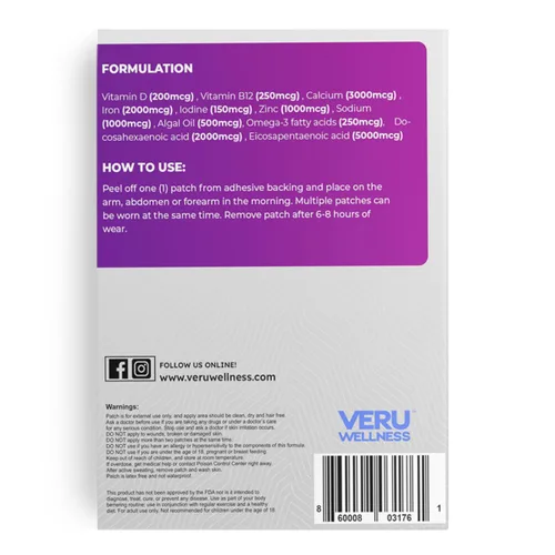 Vista 2 de Veru Wellness Multivitamin Daily Patch - Parche vitamínico adhesivo fácil de usar, 60 unidades, suministro para 60 días