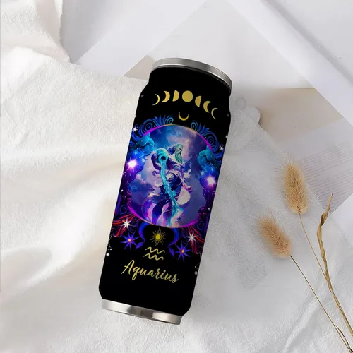 Vista 7 de Aquarius - Vaso de acero inoxidable del zodiaco para hombres y mujeres, regalo de cumpleaños para fanáticos de la astrología con tapa con pajilla