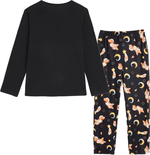 Vista 2 de Hupohoi Conjunto de pijama de conejito para niñas grandes, ropa de dormir de dibujos animados para invierno, diseño de conejo