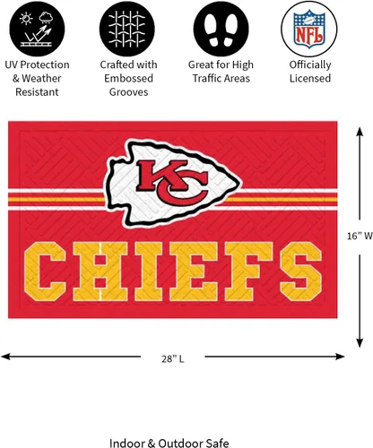 Vista 3 de Team Sports America Tapete de entrada de la NFL 28 x 16 pulgadas Escotilla cruzada en relieve Parte trasera antideslizante Decoración