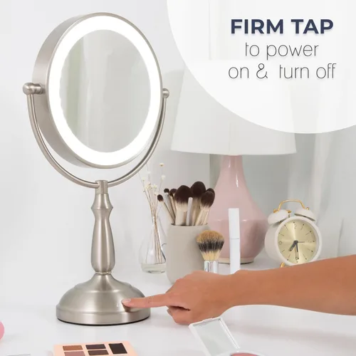Vista 5 de Zadro Espejo de maquillaje con luces y aumento, regulable, táctil, con iluminación LED, espejo de maquillaje con aumento 5X/1X, 17.5 pulgadas