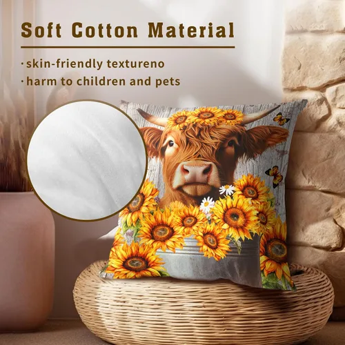 Vista 215 de Giwawa Juego de 2 fundas de almohada decorativas con diseño floral de girasol de 16 x 16 pulgadas, fundas de cojín decorativas para el hogar, sofá