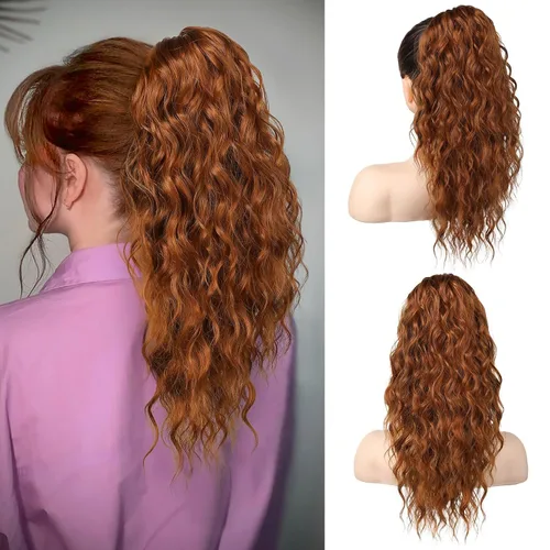 Vista 10 de SEIKEA Highight - Extensión de cola de caballo de 10 pulgadas, corta, gruesa, ondulada, suave, de aspecto natural, clip en una pieza, cola de Marrón