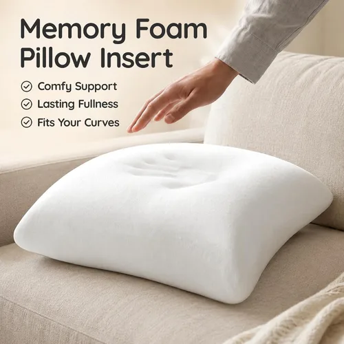 Vista 2 de AM AEROMAX - Cojín de espuma viscoelástica de 12 x 20 pulgadas, rectangular, color blanco Decora la cama/sofá/sofá La forma lumbar llena