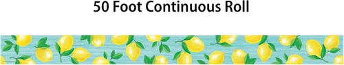 Vista 2 de Teacher Created Resources Borde enrollado recto Lemon Zest – 50 pies – Decora tablones de anuncios, paredes, escritorios, ventanas, puertas