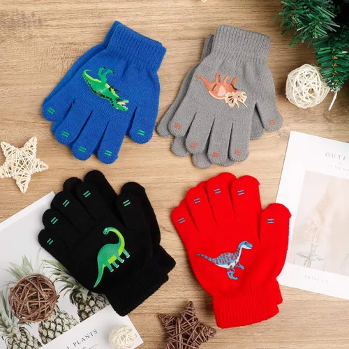 Vista 5 de SUNNEEHOME Kids Gloves Winter Bulk for Boys or Girls Gloves Warm Knitted Stretchy Full Fingers Gloves for Birthday Gift