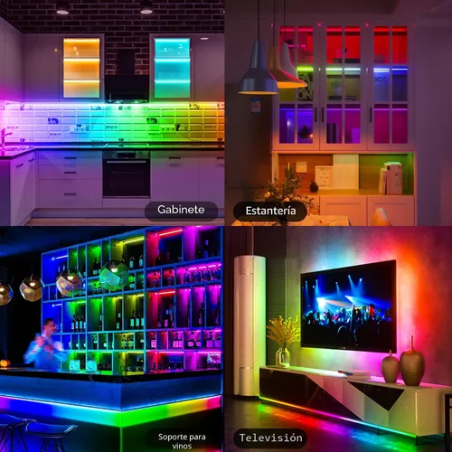 Vista 7 de Benreom Kit de 3 luces RGB para debajo del gabinete, aplicación inteligente y control remoto para debajo del gabinete, luces regulables debajo