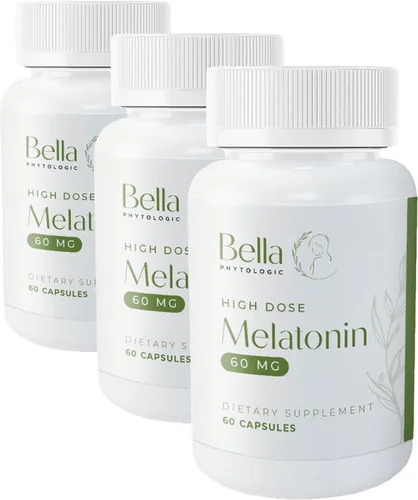 Vista 4 de Melatonina pura 60 mg – Ayuda nocturna de alta potencia para descanso profundo, relajación, jet lag y alivio del estrés – Acción rápida, sin hábito