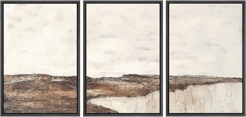Vista 15 de SIGNWIN Lienzo enmarcado para pared, juego de arte de acuarela pastel, paisaje marrón, naturaleza, naturaleza salvaje, ilustraciones modernas, arte