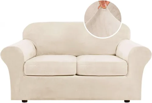 Vista 93 de H.VERSAILTEX - Funda elástica para sofá de 2 piezas, funda protectora de terciopelo, suave, con parte inferior elástica, con un ancho de hasta 49