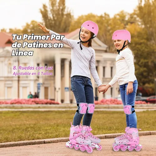Vista 5 de Inline Skates, Adjustable Childrens Inline Skates with Light up Wheels for Girls, Boys, Teens, Beginner with Protective Gears and Carry Bag