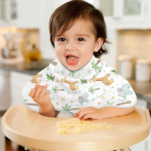 Vista 6 de Burbuja Safari - Paños de muselina de jirafa y elefante para bebé, trapos de algodón suaves y absorbentes para niños y niñas recién nacidos, paquete