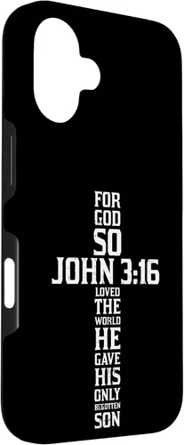 Vista 3 de iPhone 16 Cross John 3:16 Verso Biblia Dios Jesús Fe Cristiano Estuche de regalo