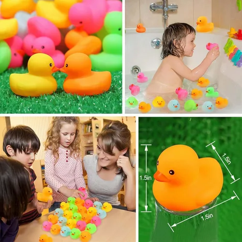 Vista 5 de Paquete de 50 mini patos de goma multicolor de juguete de baño de patos pequeños