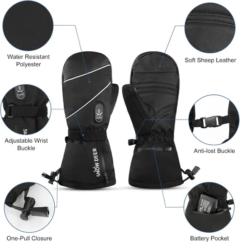 Vista 6 de SNOW DEER Guantes térmicos para hombres y mujeres, 7.4 V 2200 mAh, batería eléctrica recargable, esquí, esquí, patinaje, nieve, camping, senderismo
